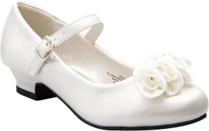 Mary Jane Shoes with Pretty Satin Rolled Rosettes Patent Leather
