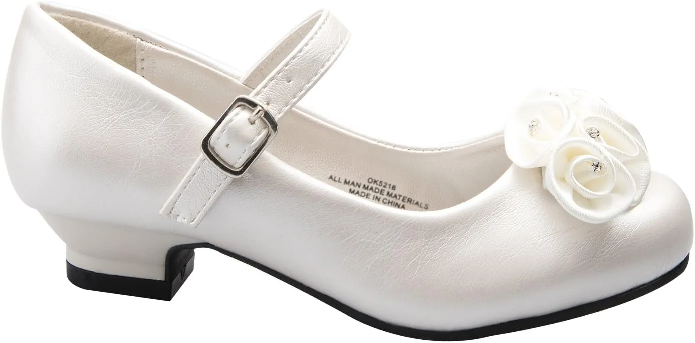 Mary Jane Shoes with Pretty Satin Rolled Rosettes Patent Leather