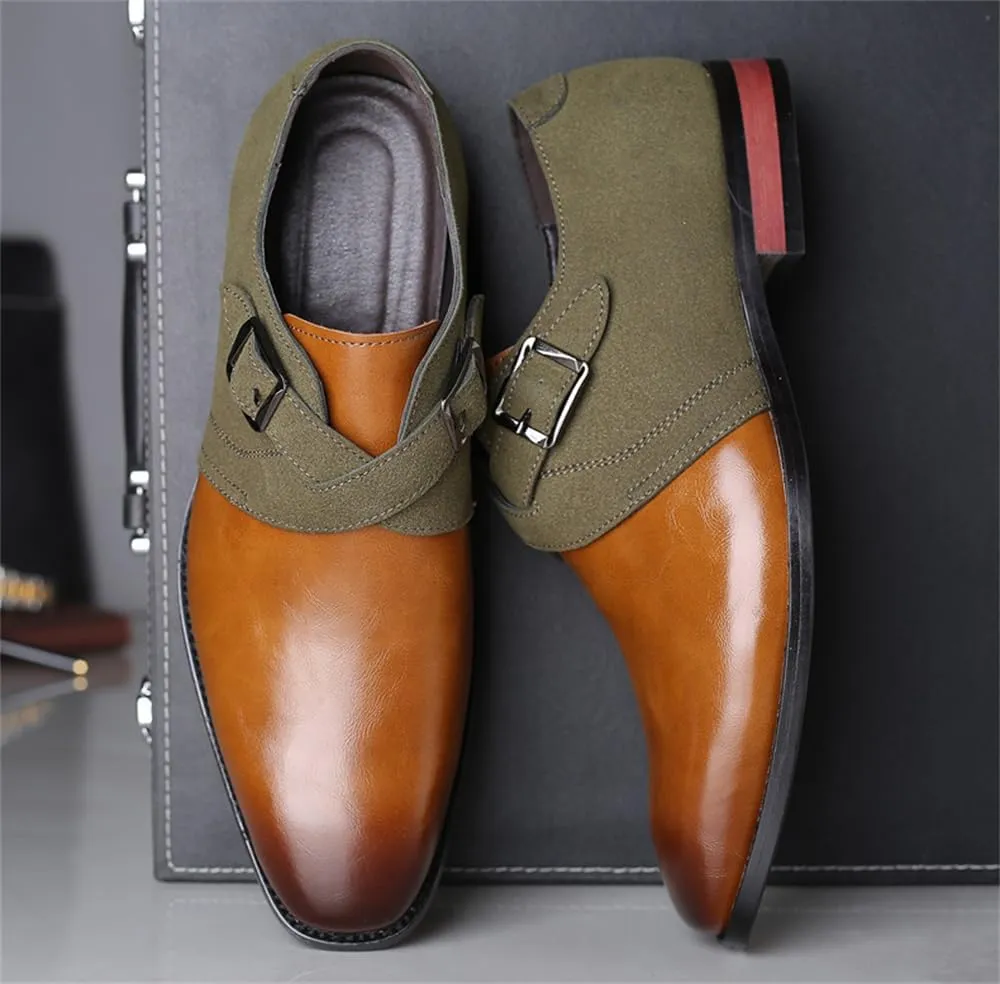 Men's Cap Toe Monk Strap Loafer Slip-on Business Casual Shoes