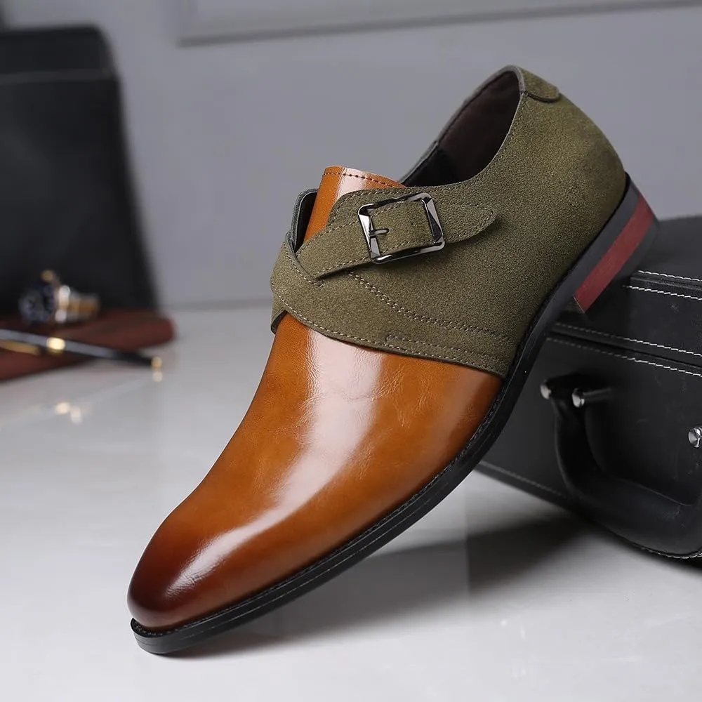 Men's Cap Toe Monk Strap Loafer Slip-on Business Casual Shoes