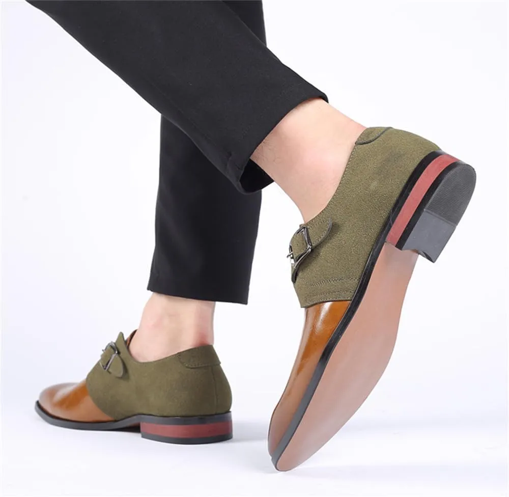 Men's Cap Toe Monk Strap Loafer Slip-on Business Casual Shoes