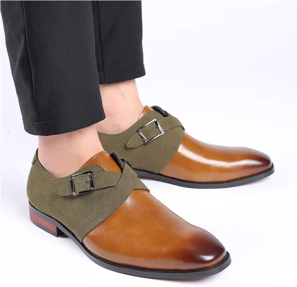 Men's Cap Toe Monk Strap Loafer Slip-on Business Casual Shoes