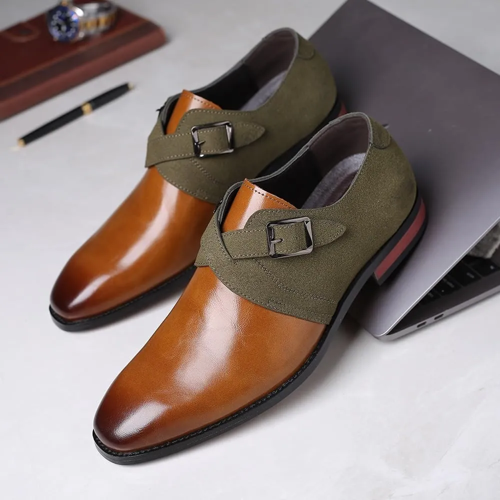 Men's Cap Toe Monk Strap Loafer Slip-on Business Casual Shoes