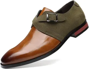 Men's Cap Toe Monk Strap Loafer Slip-on Business Casual Shoes