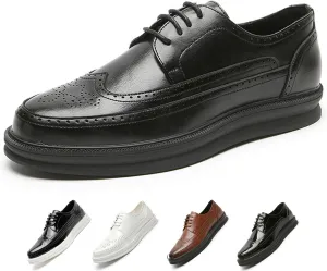 Men's Casual Wingtip Dress Sneakers Orthopedic Classic Leather Dress Shoes for Men Fashion Platform Wingtip Brogue Oxford for Men