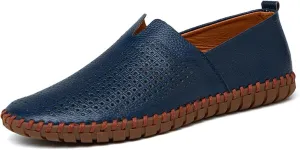 Men's Leather Slip On Soft Business Driving Shoes, Flat Slip On Lightweight Casual Boat Shoes, Business Casual Leather Shoes.