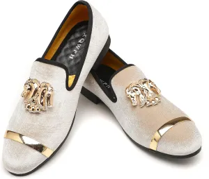 Mens Rhinestone Loafers Velvet Tuxedo Dress Shoes with Gold Plate Smoking Slippers Slip-On Penny Party Wedding Casual Shoes