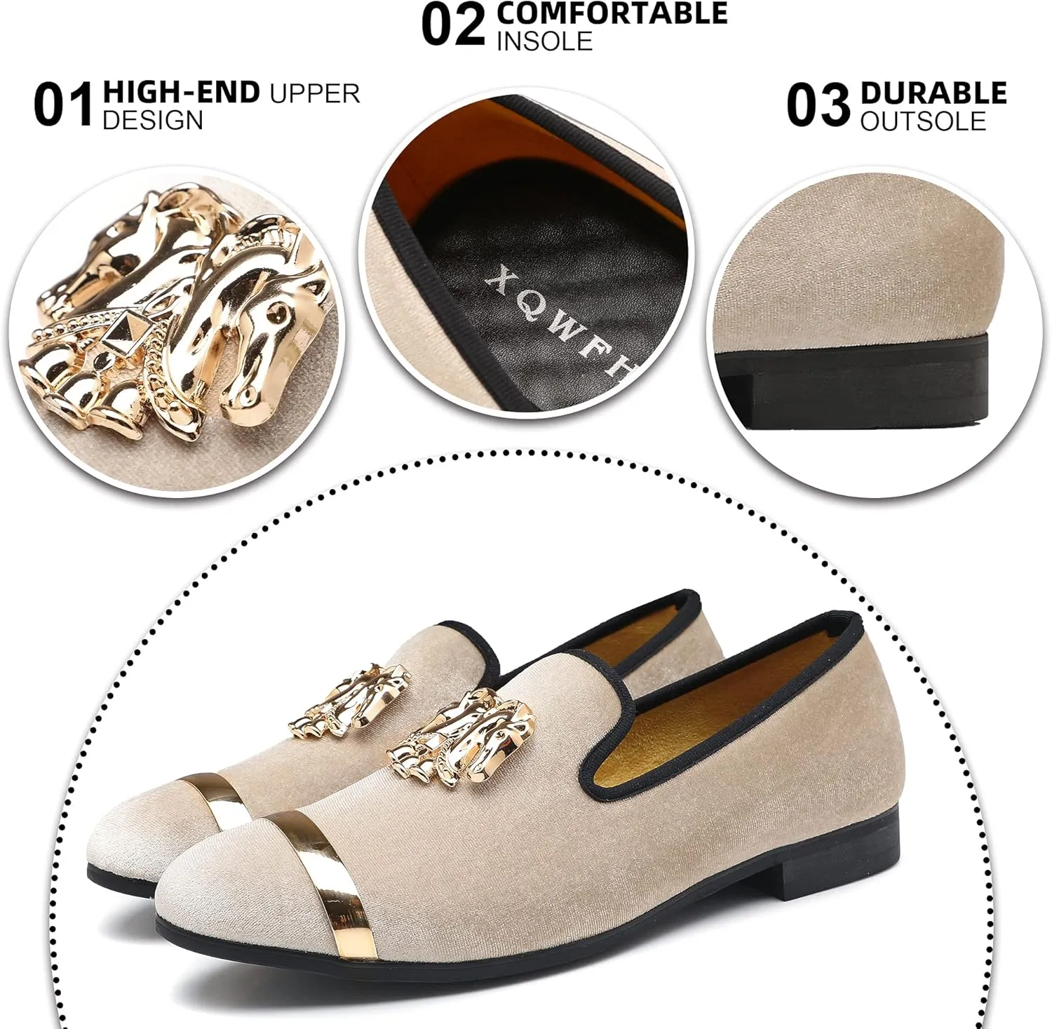 Mens Rhinestone Loafers Velvet Tuxedo Dress Shoes with Gold Plate Smoking Slippers Slip-On Penny Party Wedding Casual Shoes