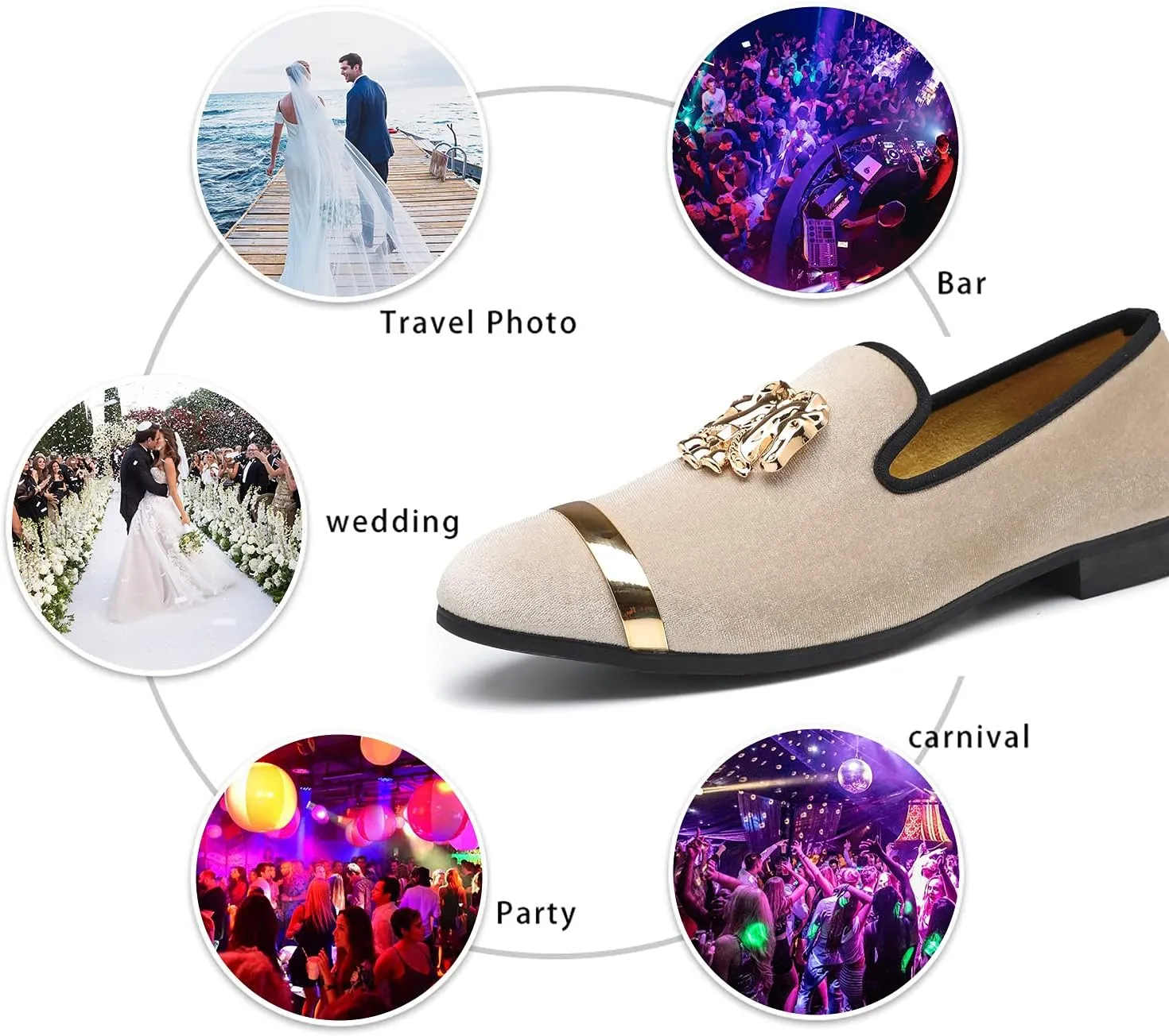 Mens Rhinestone Loafers Velvet Tuxedo Dress Shoes with Gold Plate Smoking Slippers Slip-On Penny Party Wedding Casual Shoes