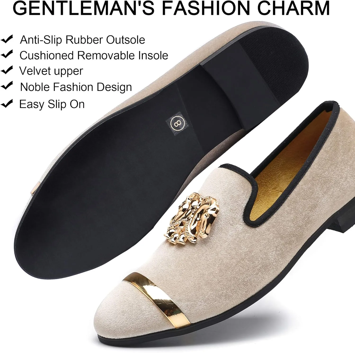 Mens Rhinestone Loafers Velvet Tuxedo Dress Shoes with Gold Plate Smoking Slippers Slip-On Penny Party Wedding Casual Shoes
