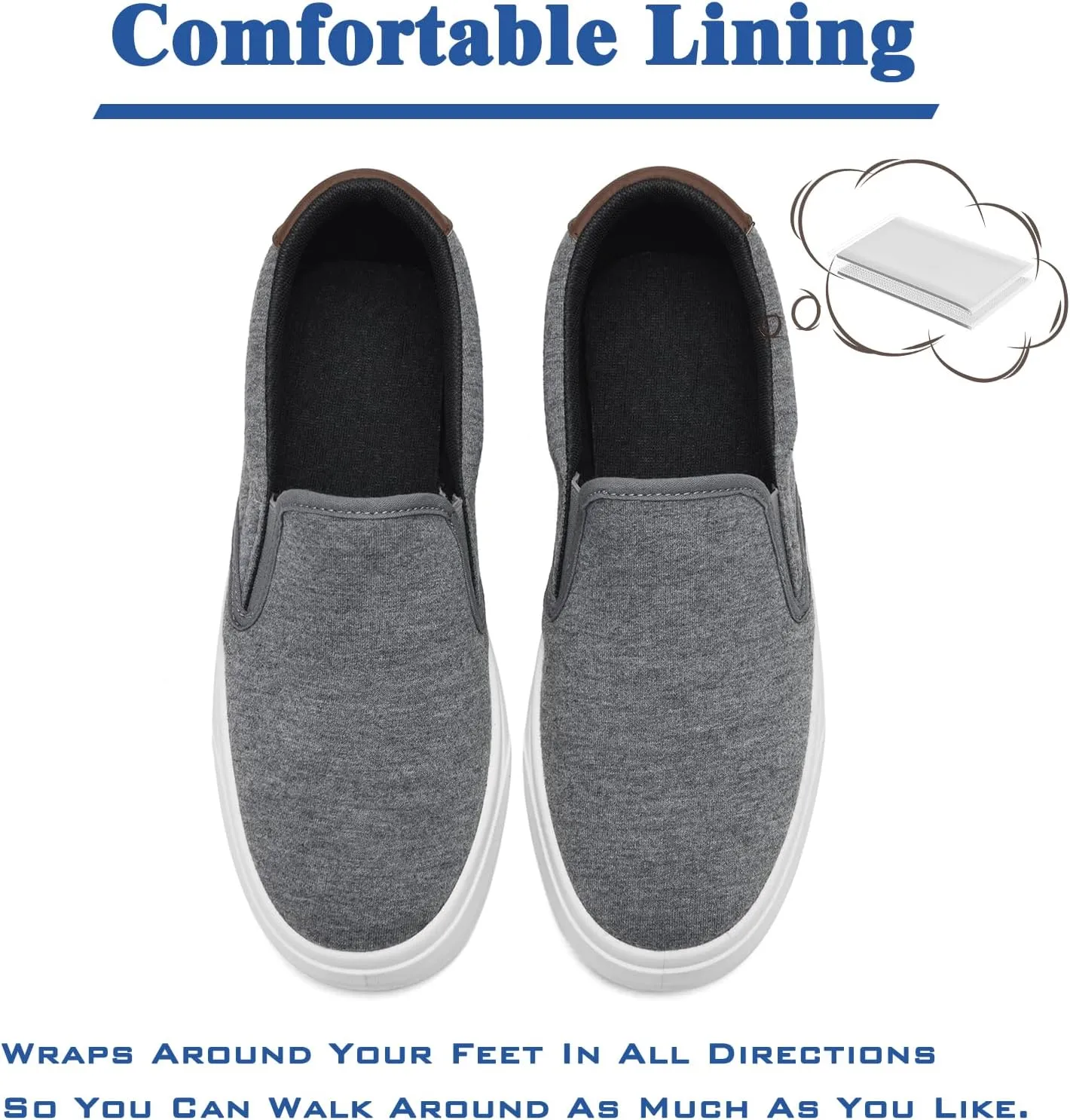 Men's Slip On Loafers Classic Canvas Shoes Casual Comfortable Flat Leisure Vintage Breathable Lightweight Dress Walking Sneakers