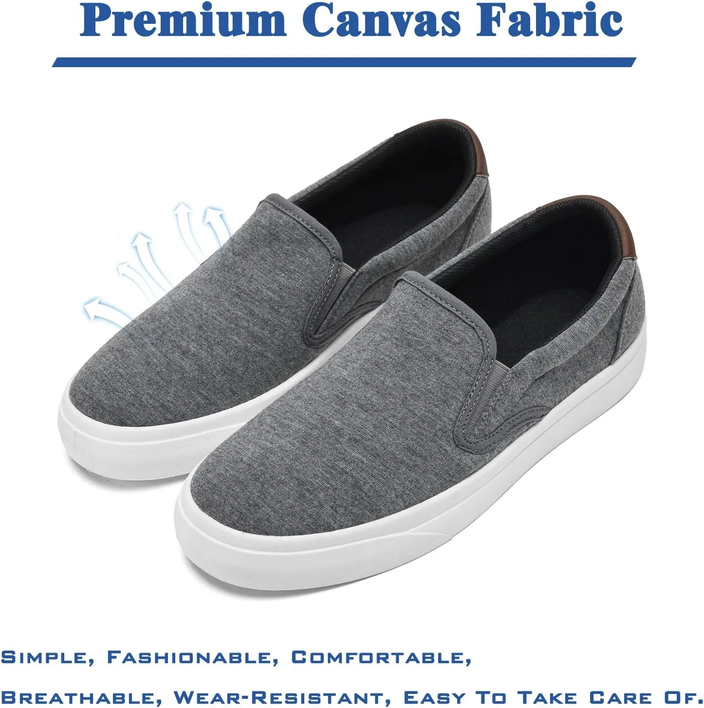 Men's Slip On Loafers Classic Canvas Shoes Casual Comfortable Flat Leisure Vintage Breathable Lightweight Dress Walking Sneakers