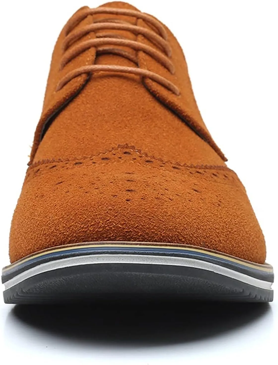 Men's Suede Lace Up Brogue Oxford Shoes,Flats Wing Tips Business Dress Shoe Classic Retro Comfortable Casual Shoe