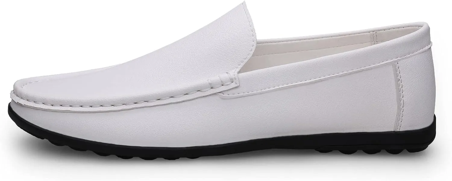 Men's Vintage Hand Stitched Leather Loafers Comfortable Slip On Soft Sole Moccasin Boat Shoes Stylish Casual Driving Walking Dress Flats for Business