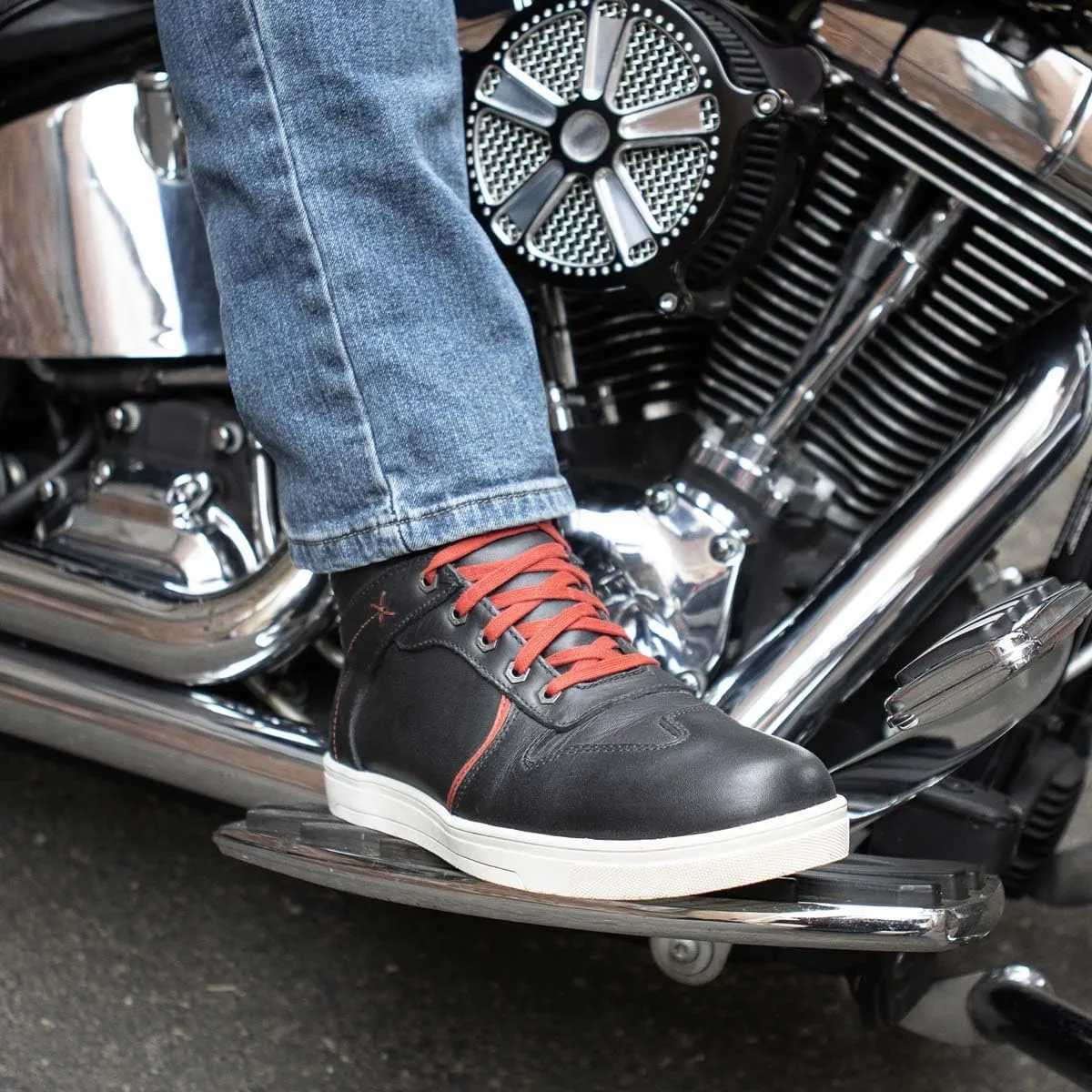 Milwaukee Leather Men's Motorcycle Reinforced Street Biker Casual Riding Shoes Leather Suede Canvas - 9