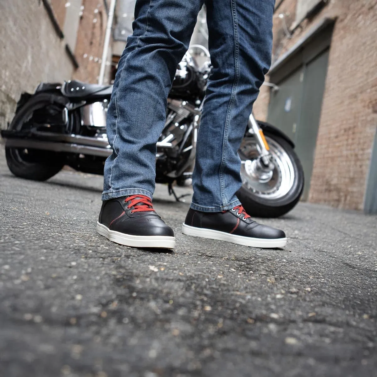 Milwaukee Leather Men's Motorcycle Reinforced Street Biker Casual Riding Shoes Leather Suede Canvas - 9