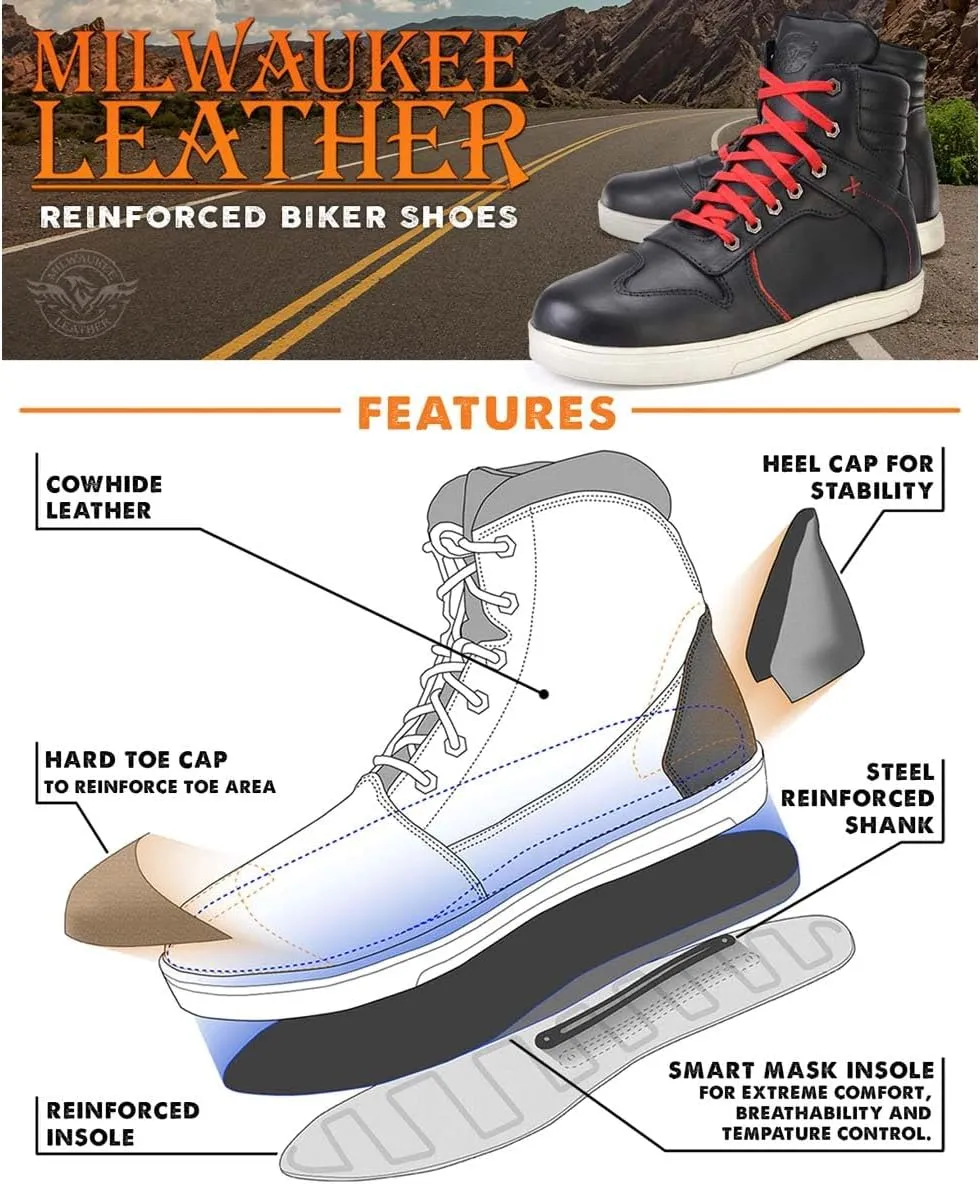 Milwaukee Leather Men's Motorcycle Reinforced Street Biker Casual Riding Shoes Leather Suede Canvas - 9