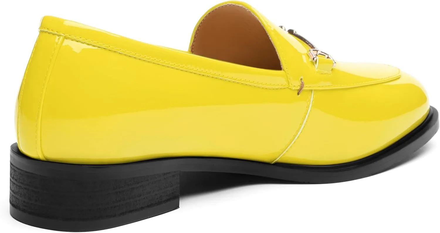 MODENCOCO Womens Loafers Shoes Platform Chunky Low Heel Penny Loafer Comfortable Patent Slip On Work Office Business Casual Fall Dress Shoes Size 12.5