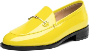 MODENCOCO Womens Loafers Shoes Platform Chunky Low Heel Penny Loafer Comfortable Patent Slip On Work Office Business Casual Fall Dress Shoes Size 12.5