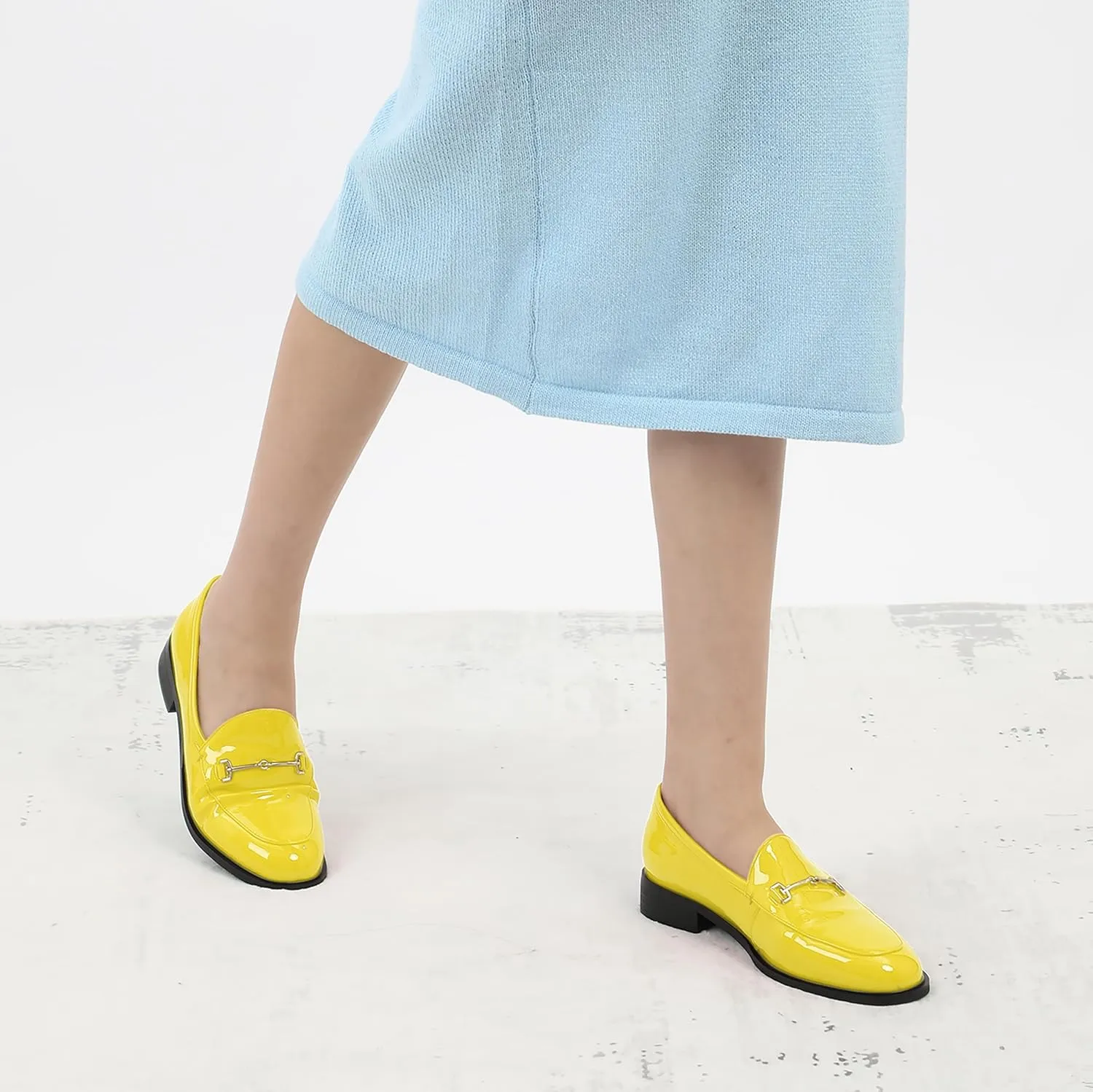 MODENCOCO Womens Loafers Shoes Platform Chunky Low Heel Penny Loafer Comfortable Patent Slip On Work Office Business Casual Fall Dress Shoes Size 12.5