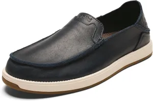 OLUKAI Kakaha Nia Men's Leather Sneakers, Supple Full-Grain Leather Shoes, Drop-in Heel & All Weather Rubber Soles