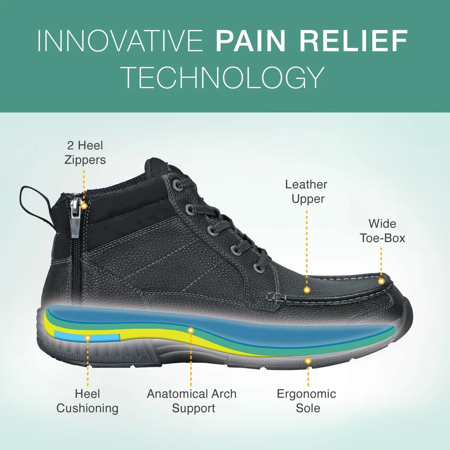 Orthofeet Men's Orthopedic Leather Ryder Boots