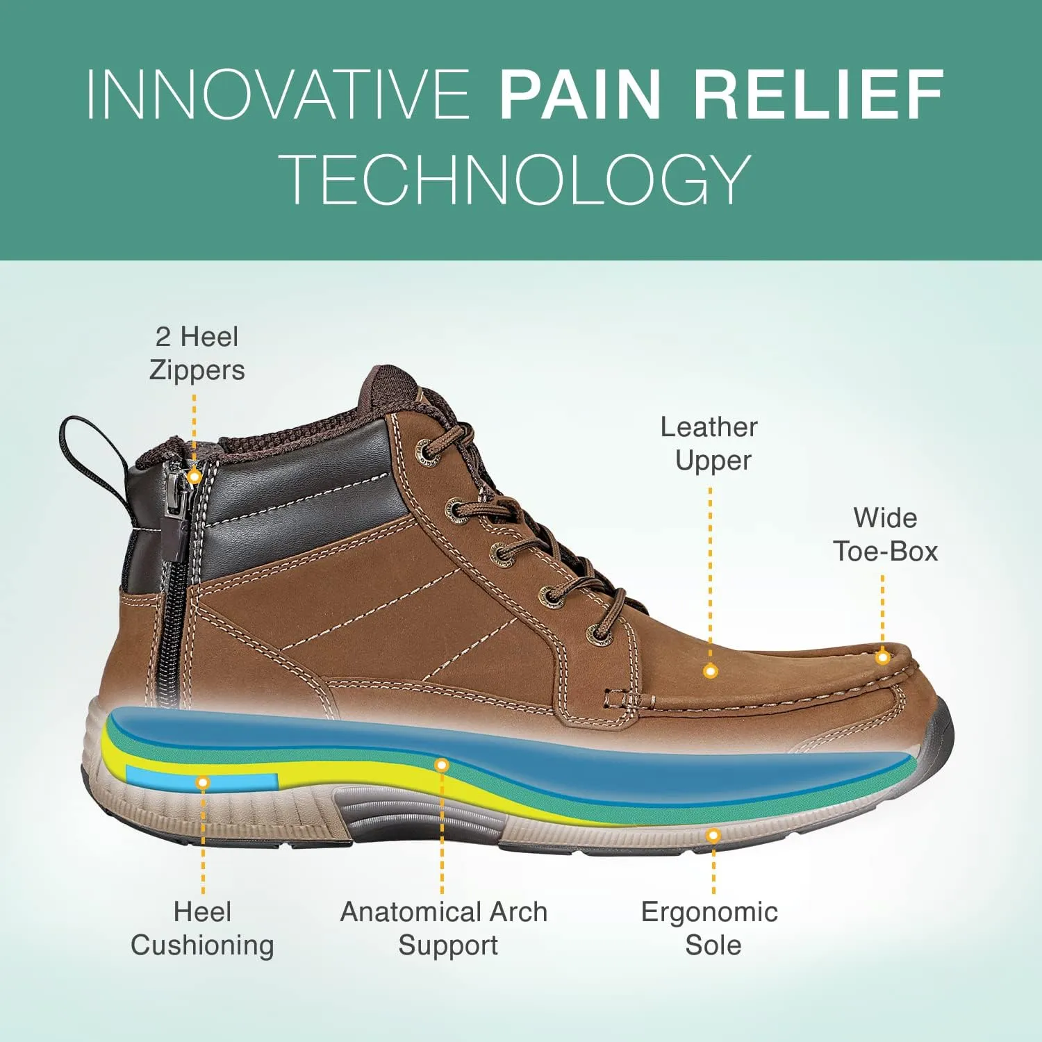 Orthofeet Men's Orthopedic Leather Ryder Boots