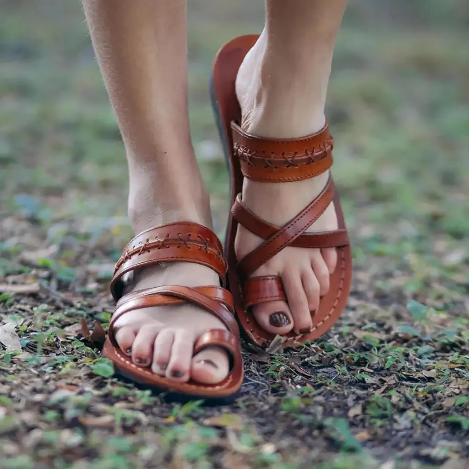 Rachel - Leather Criss Cross Sandal - Womens Sandals