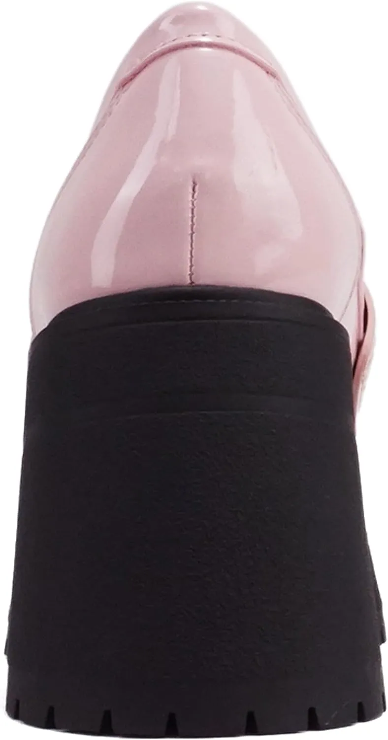 Soda “AMP” ~ Women Round Toe Slip-On Lug Sole High Heel Penny Loafer Shoe