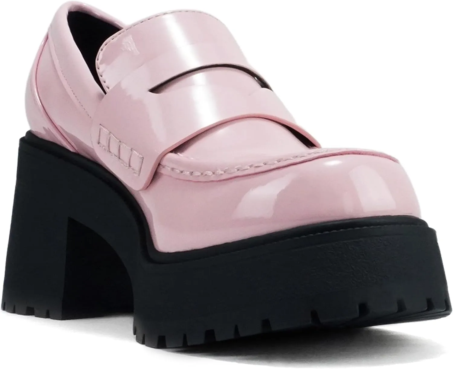 Soda “AMP” ~ Women Round Toe Slip-On Lug Sole High Heel Penny Loafer Shoe
