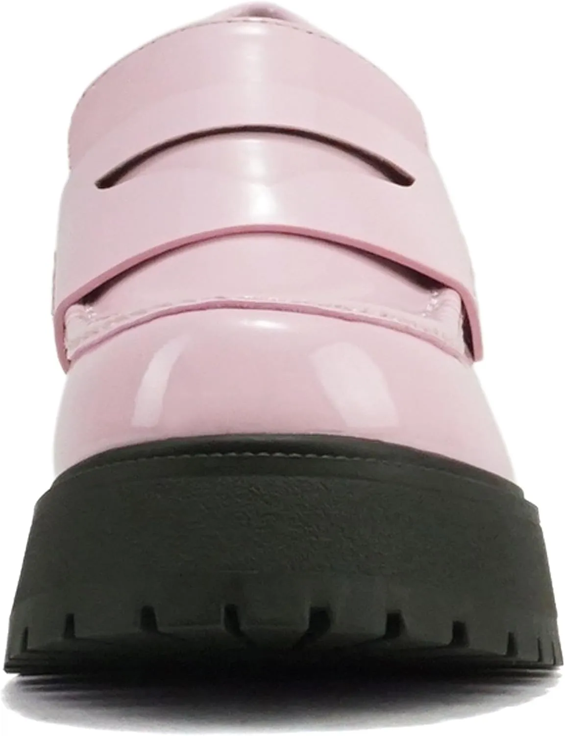 Soda “AMP” ~ Women Round Toe Slip-On Lug Sole High Heel Penny Loafer Shoe