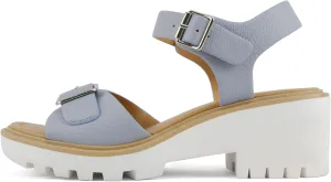 Soda Remo ~ Women Round Toe Buckle Strap Lug Sole Wedge Sandal