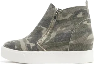 Soda Taylor Hidden Wedge Sole Booties Ankle Heels Sneaker Shoes Side Zipper