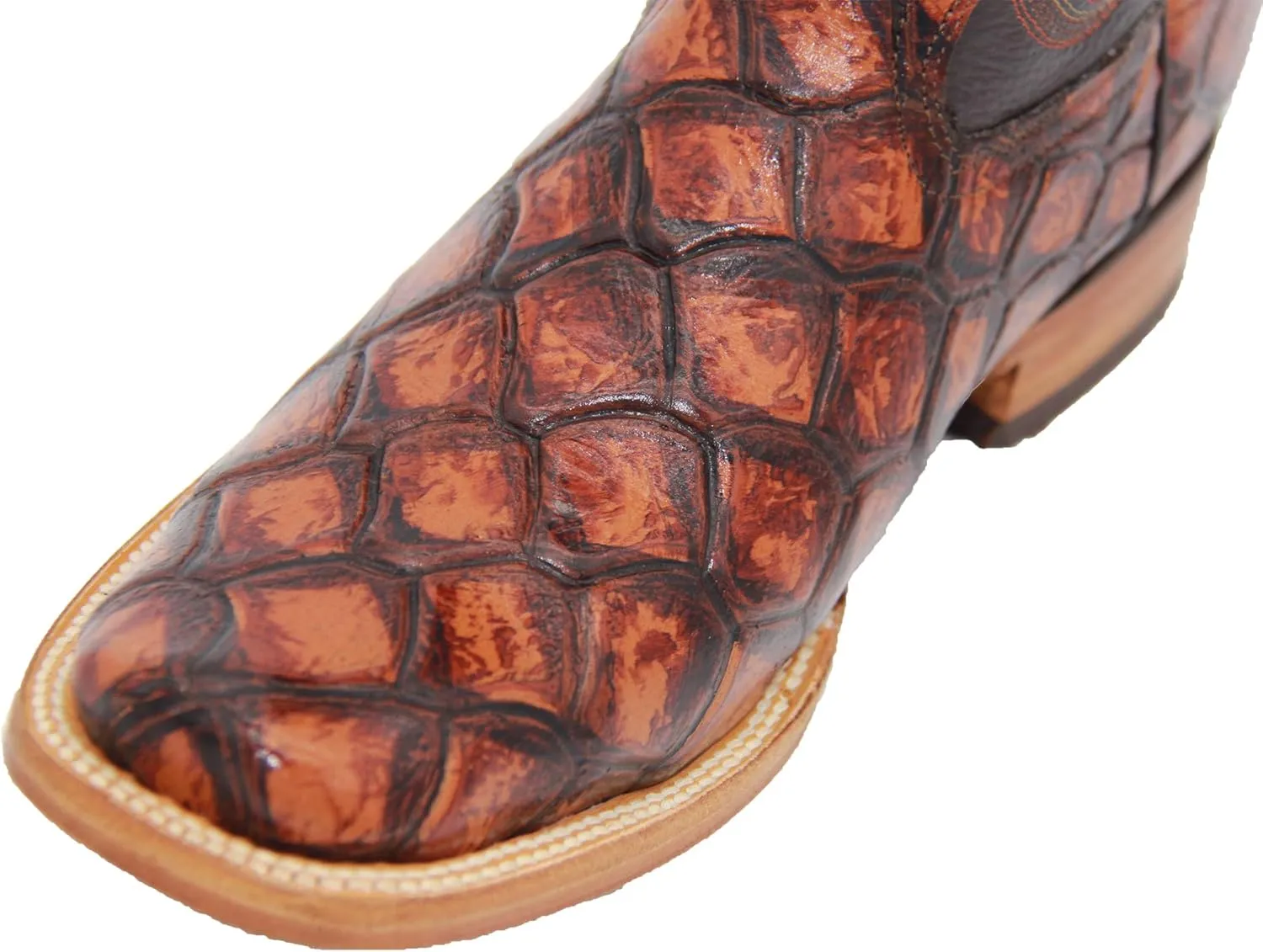 Western Shops Men’s Leather Pirarucu Fish Print Cowboy Western Boots