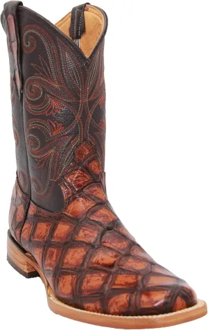 Western Shops Men’s Leather Pirarucu Fish Print Cowboy Western Boots