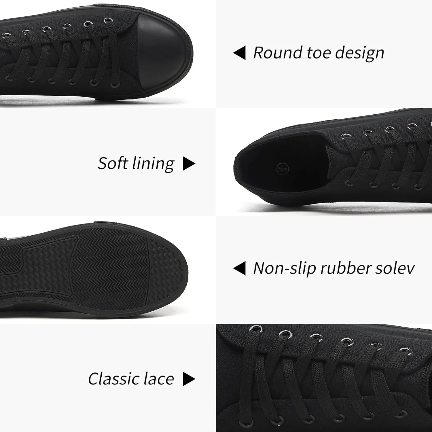 yageyan Men Canvas Low top Shoes Classic Casual Sneakers Black and White Fashion Shoes