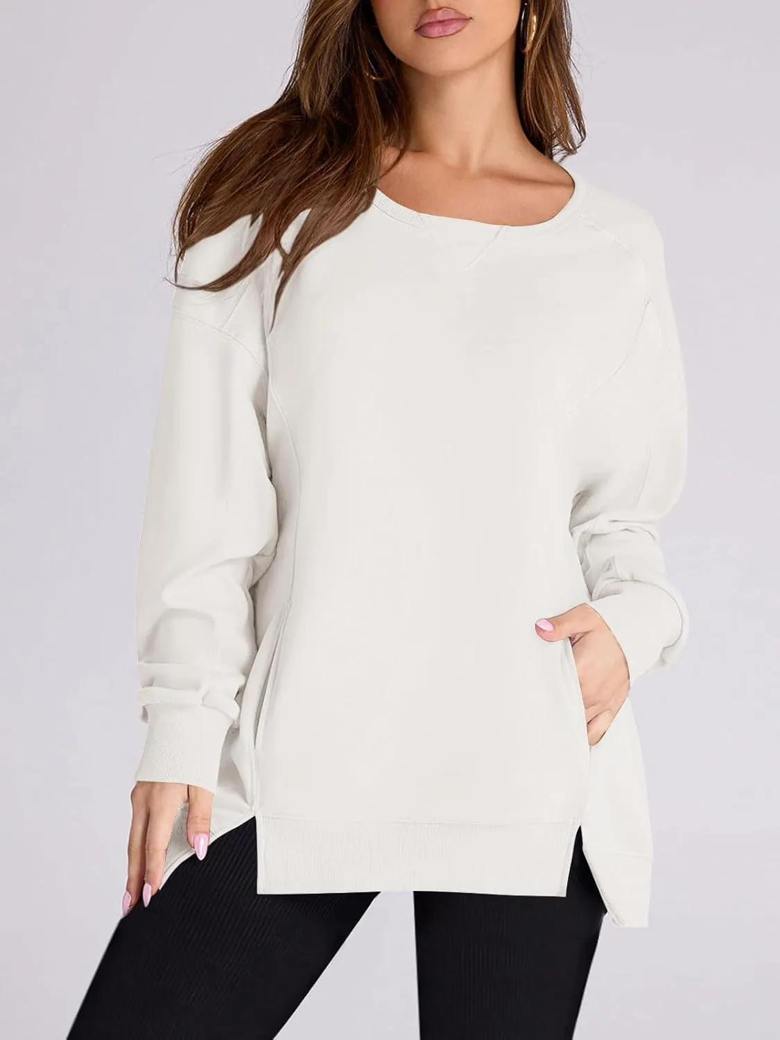Yousify Womens Oversized Sweatshirts Crewneck Long Sleeve Pullover Tops Spring Sweaters 2025Y2K Clothes with Pockets