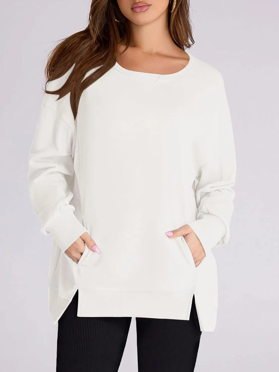 Yousify Womens Oversized Sweatshirts Crewneck Long Sleeve Pullover Tops Spring Sweaters 2025Y2K Clothes with Pockets