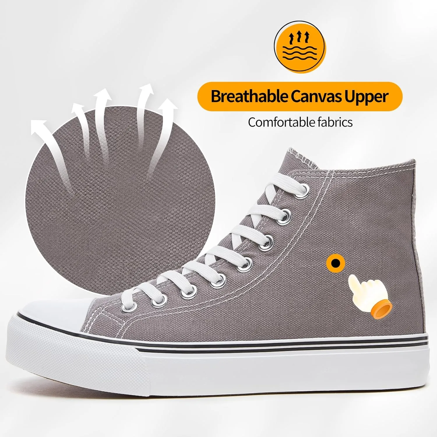 ZGR Womens High Top Canvas Sneakers,Lace-up Canvas Shoes,Casual Tennis Walking Shoes