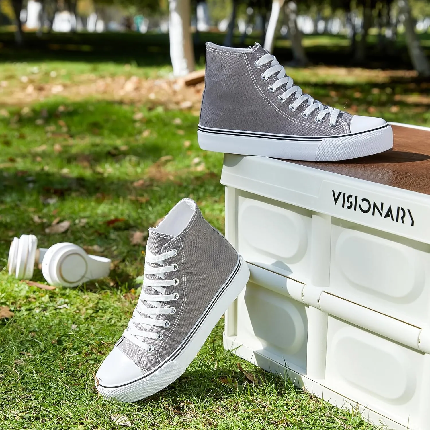 ZGR Womens High Top Canvas Sneakers,Lace-up Canvas Shoes,Casual Tennis Walking Shoes