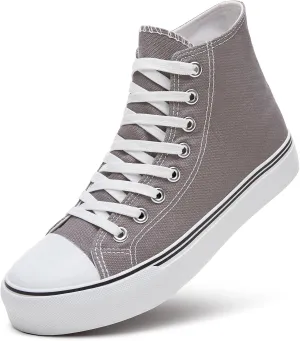 ZGR Womens High Top Canvas Sneakers,Lace-up Canvas Shoes,Casual Tennis Walking Shoes